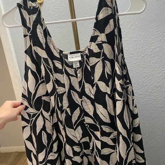 Ava & Viv Black and Cream Leaf Print Strapless Dress - Picture 5 of 7